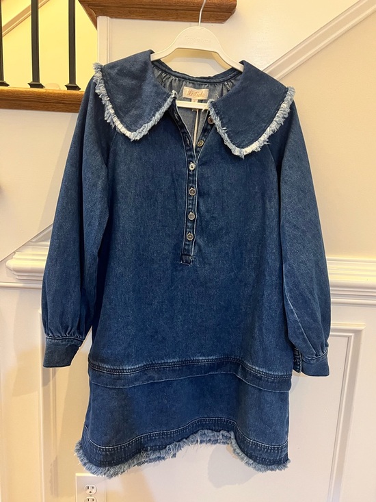 Listicle Dresses & Skirts - Listicle Dark Blue Denim Dress with Frayed Collar